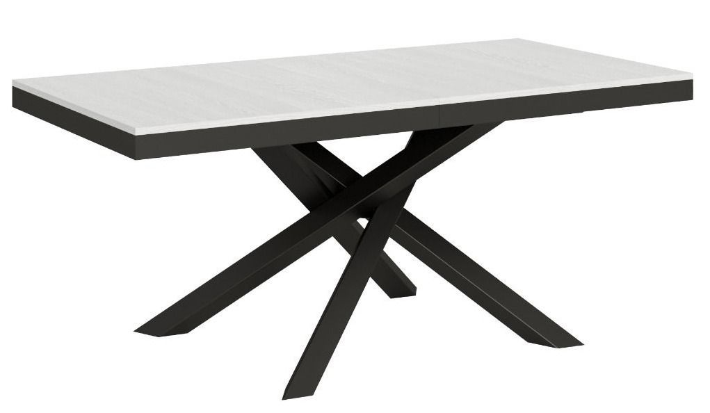 Table extensible blanche et cadre anthracite 160/264 cm Klass - Photo n°1