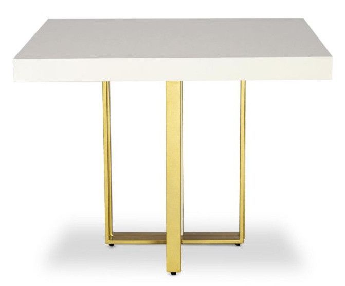 Table extensible bois blanc et pieds métal doré Tessa 90/240 cm - Photo n°2