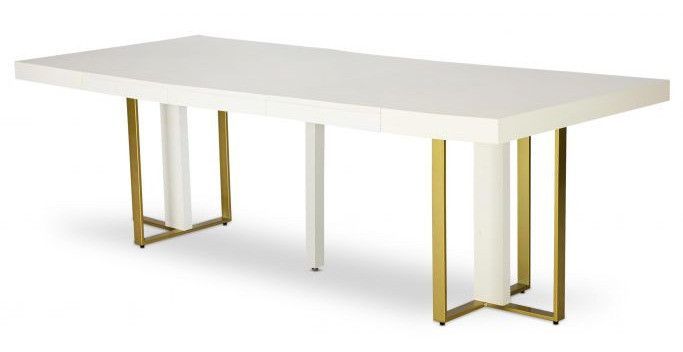 Table extensible bois blanc et pieds métal doré Tessa 90/240 cm - Photo n°3
