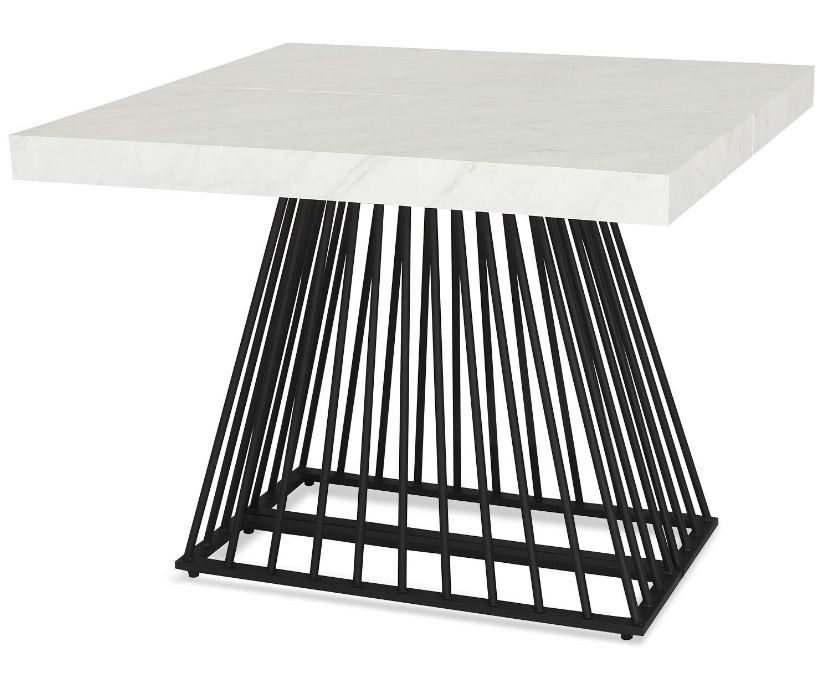 Table extensible bois blanc et pieds métal noir 4 à 10 personnes L 100 à 240 cm Loïs - Photo n°1