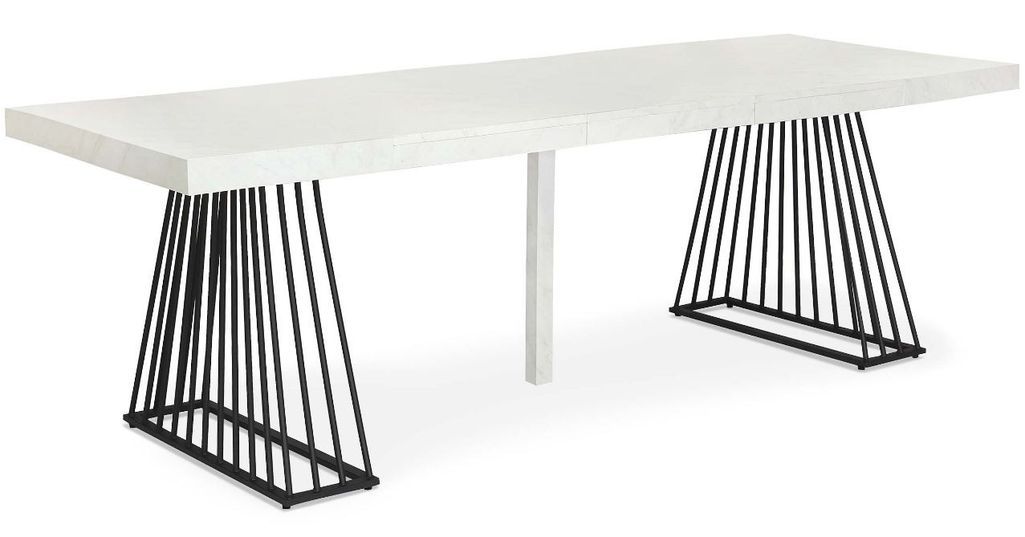 Table extensible bois blanc et pieds métal noir 4 à 10 personnes L 100 à 240 cm Loïs - Photo n°3