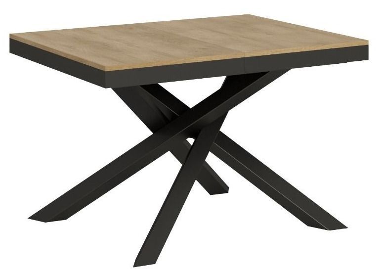 Table extensible bois clair et cadre anthracite 120/380 cm Klass - Photo n°1