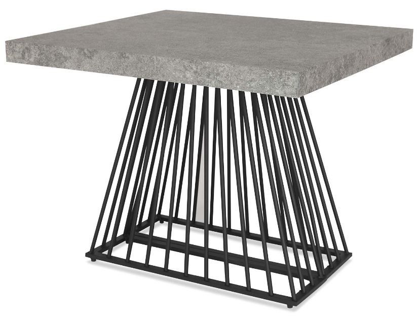 Table extensible bois gris et pieds métal noir 4 à 10 personnes L 100 à 240 cm Loïs - Photo n°1