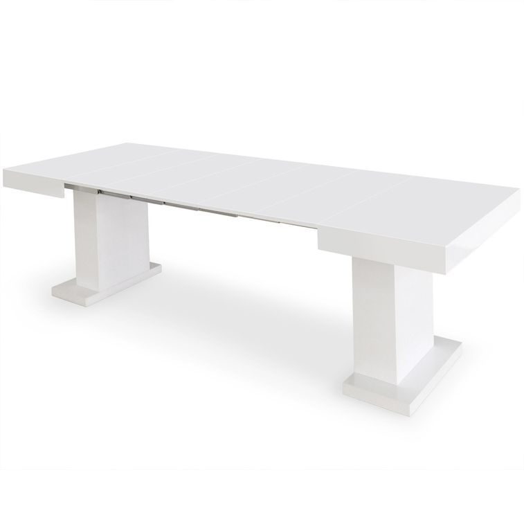 Table extensible bois laqué blanc Klassi 100/250 cm - Photo n°2