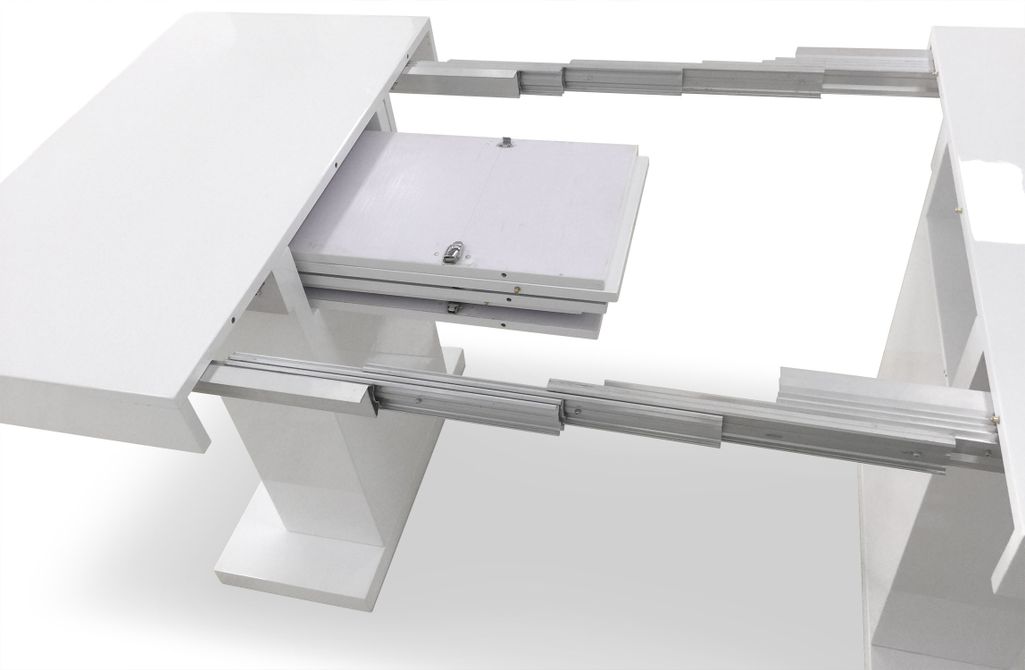 Table extensible bois laqué blanc Klassi 100/250 cm - Photo n°4