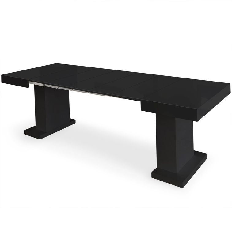 Table extensible bois laqué noir Klassi 100/250 cm - Photo n°3