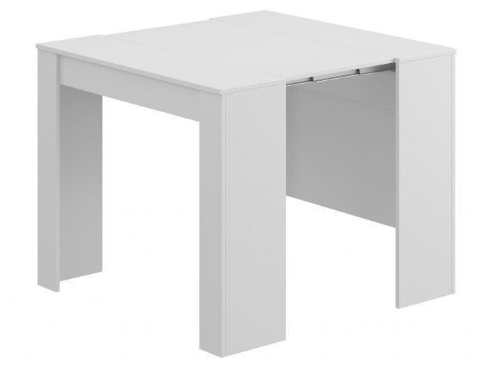 Table extensible bois melamine blanc Robas 51/237 cm - Photo n°3