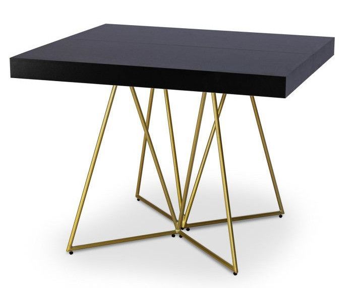 Table extensible bois noir et pieds métal doré Neui 90/240 cm - Photo n°1