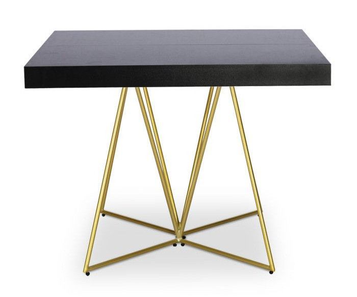 Table extensible bois noir et pieds métal doré Neui 90/240 cm - Photo n°2