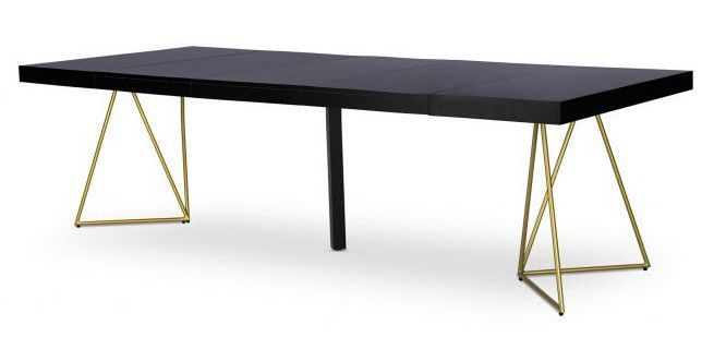 Table extensible bois noir et pieds métal doré Neui 90/240 cm - Photo n°3