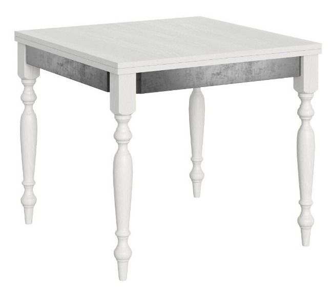 Table extensible carrée 4 à 8 places L 90 à 180 cm bois blanc Romencia - Photo n°1
