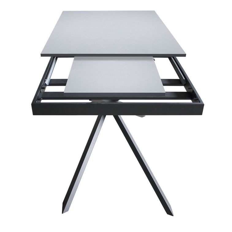 Table extensible design 160 à 220 cm blanc et pieds entrelacés métal anthracite Gary - Photo n°7
