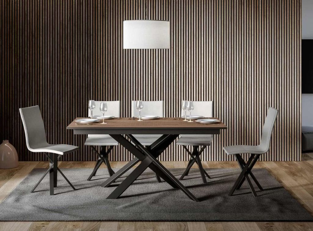 Table extensible design 160 à 220 cm chêne clair et pieds entrelacés métal anthracite Gary - Photo n°2
