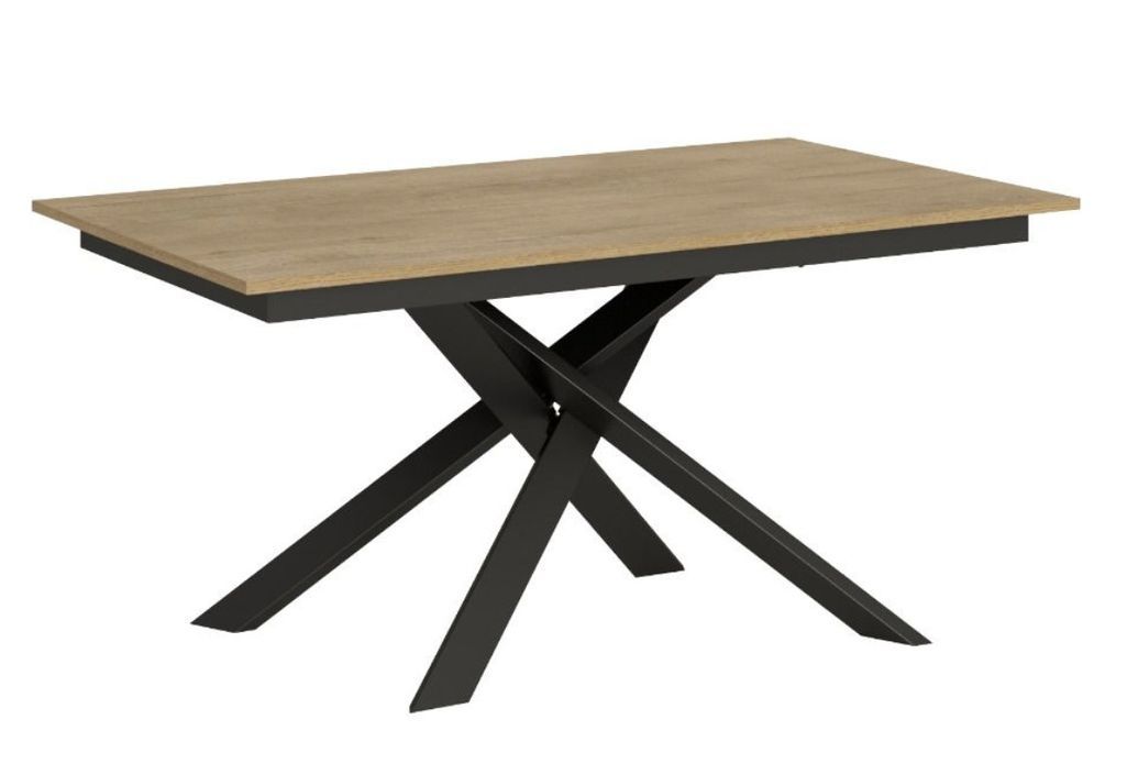 Table extensible design L 120 à 180 cm chêne clair et pieds entrelacés métal anthracite Gary - Photo n°4