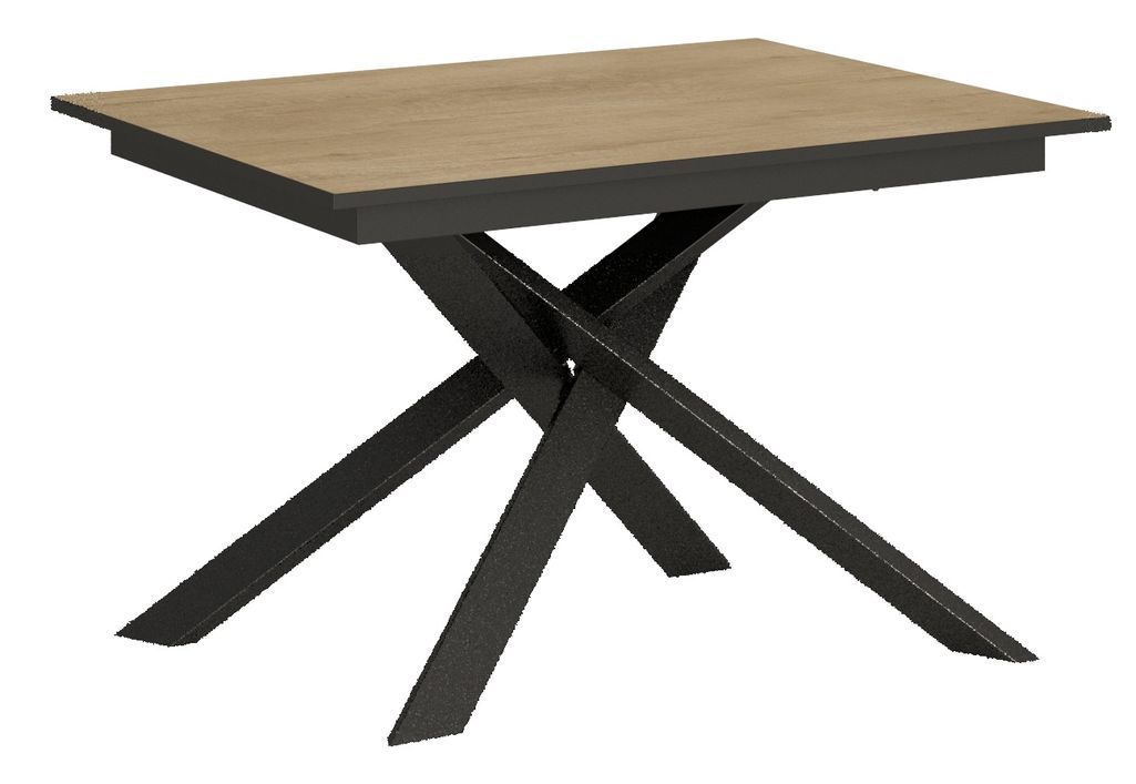 Table extensible design L 120 à 180 cm chêne clair et pieds entrelacés métal anthracite Gary - Photo n°1