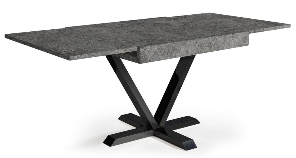 Table extensible effet béton et métal noir Handle 90/180 cm - Photo n°3