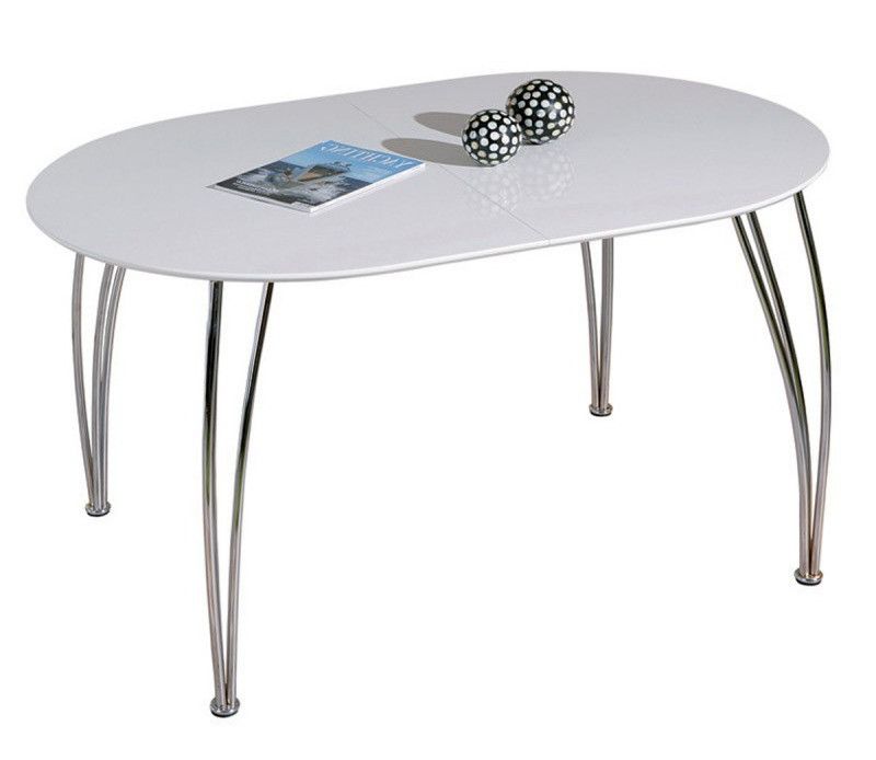 Table extensible laqué blanc et pieds métal chromé Vali 140/180 cm - Photo n°1