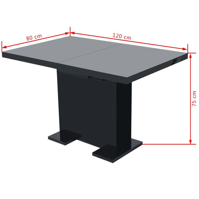 Table extensible noir brillant Kama 120-150 cm - Photo n°6