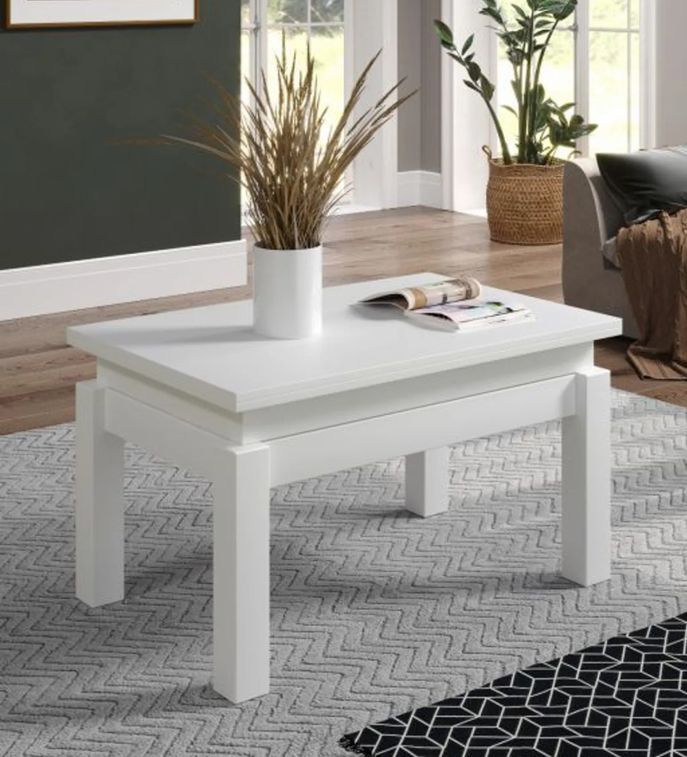 Table extensible rectangulaire 90 à 120 cm bois blanc Jona - Photo n°4