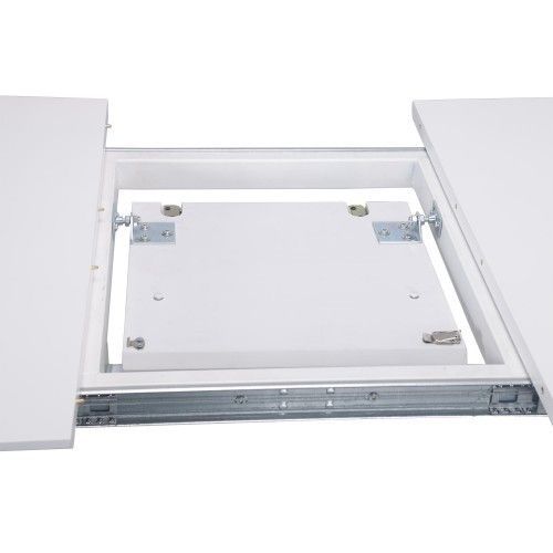 Table extensible rectangulaire blanc et bois naturel Kim 120-160 cm - Photo n°4