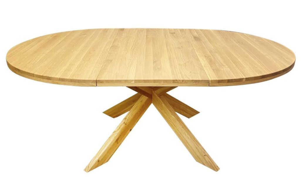 Table extensible ronde en bois de chêne miel Boris 140/190 cm - Photo n°1
