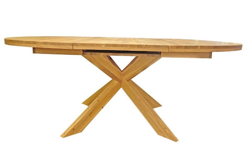 Table extensible ronde en bois de chêne miel Boris 140/190 cm - Photo n°4