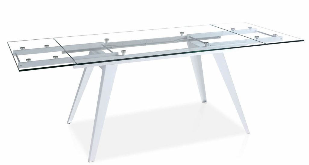 Table extensible verre trempé et acier 160-240 cm Kagami - Photo n°1