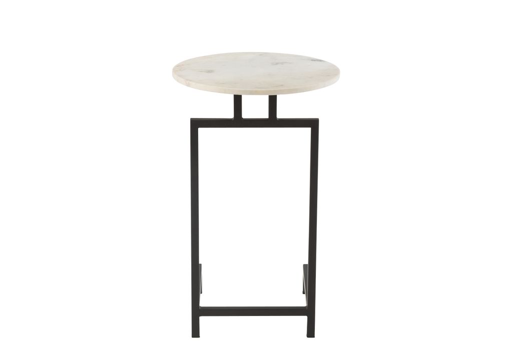 Table gigogne marbre ronde blanc noir Reno D 41 cm - Photo n°4