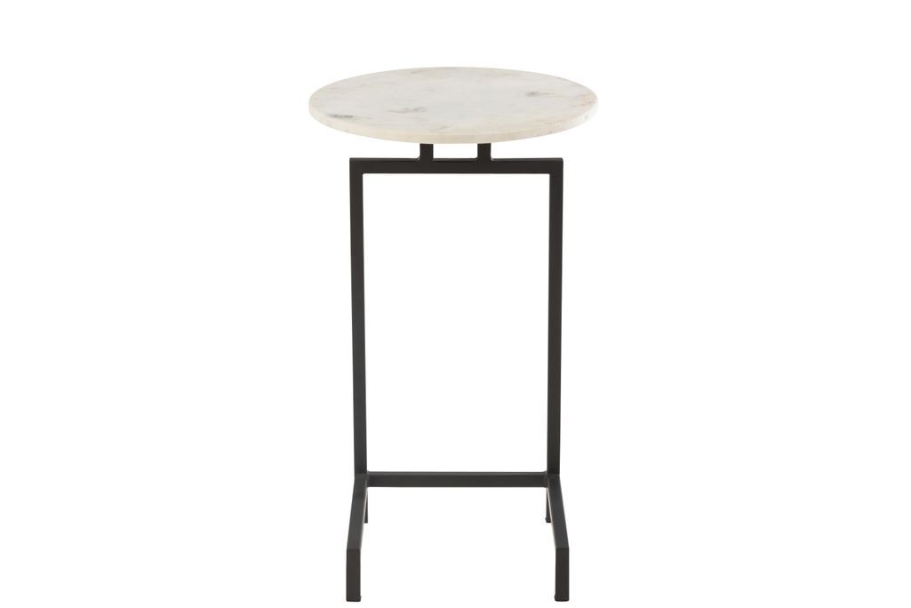 Table gigogne marbre ronde blanc noir Reno D 41 cm - Photo n°5