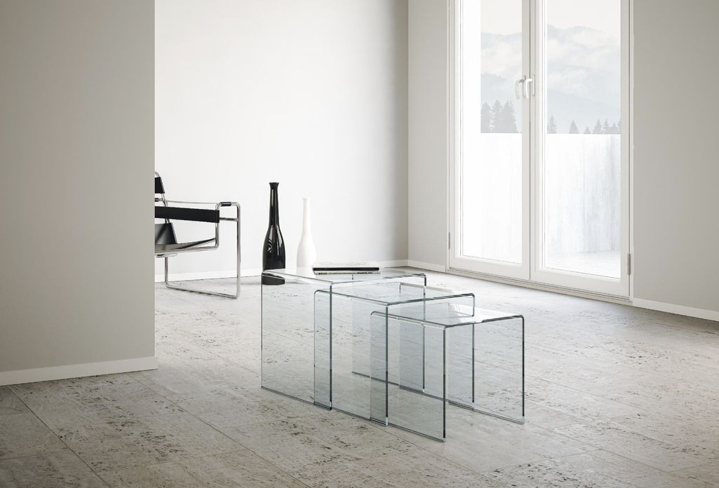 Table gigogne verre trempé transparent Kays - Lot de 3 - Photo n°2