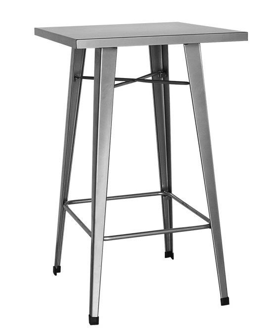 Table haute de bar carrée acier argenté Kontoir 60 cm - Photo n°1