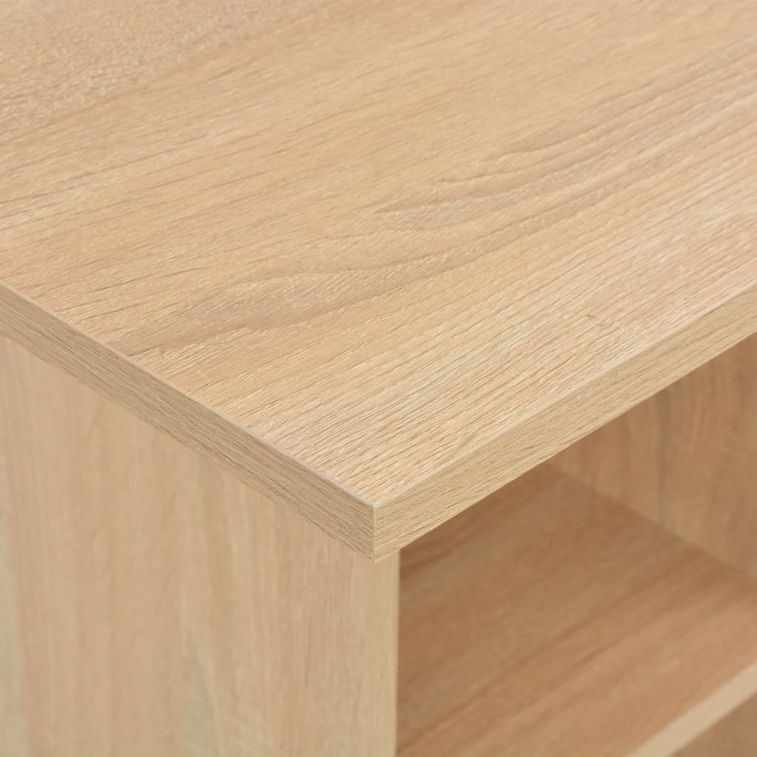 Table haute de bar carrée bois clair avec 2 étagères Keo 60 - Photo n°4