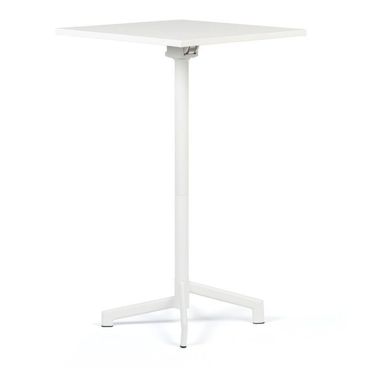 Table haute de bar carrée réglable acier blanc mate Snook 60 cm - Photo n°1