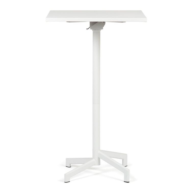 Table haute de bar carrée réglable acier blanc mate Snook 60 cm - Photo n°3