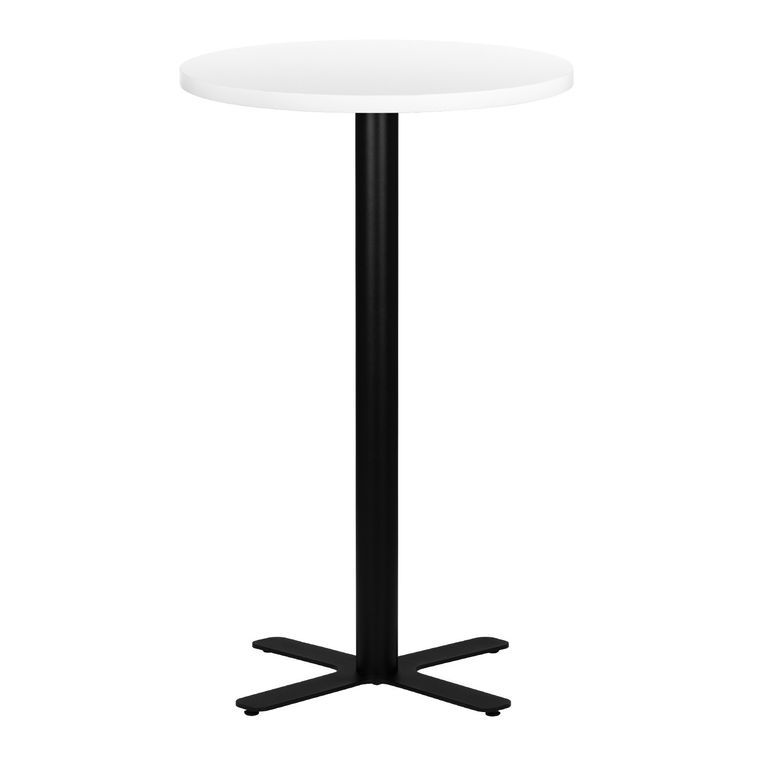 Table haute de bar ronde blanc et pieds en forme de croix acier noir Kooky 70 cm - Photo n°1