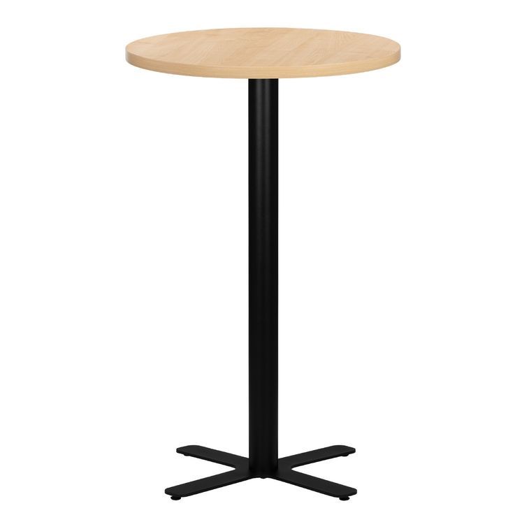 Table haute de bar ronde bois clair et pieds en forme de croix acier noir Kooky 70 cm - Photo n°1