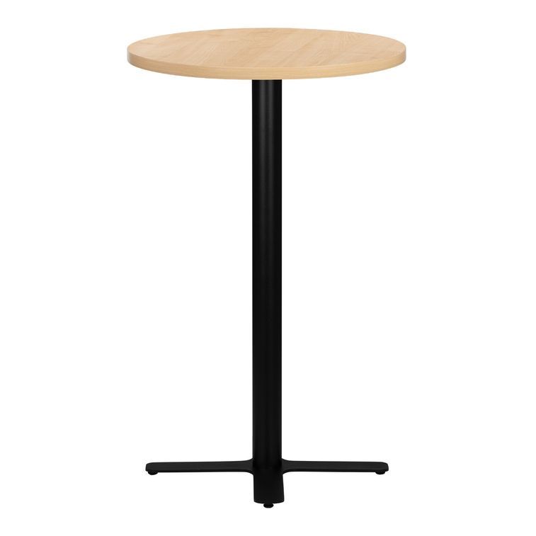 Table haute de bar ronde bois clair et pieds en forme de croix acier noir Kooky 70 cm - Photo n°2