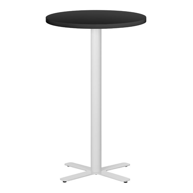 Table haute de bar ronde noir et pieds en forme de croix acier blanc Kooky 70 cm - Photo n°1