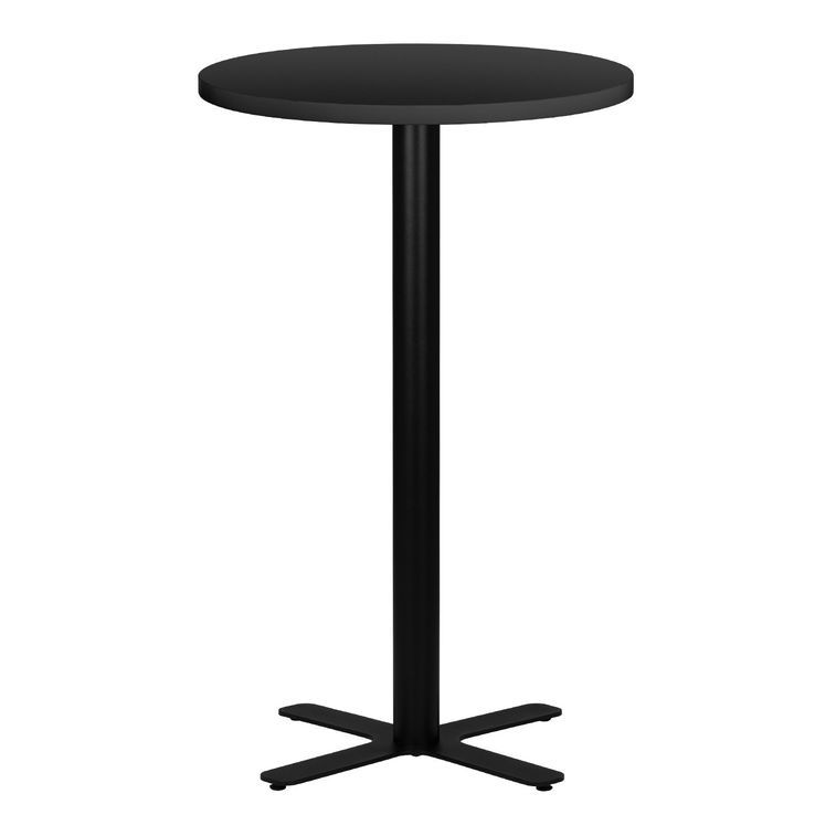 Table haute de bar ronde noir et pieds en forme de croix acier noir Kooky 70 cm - Photo n°1