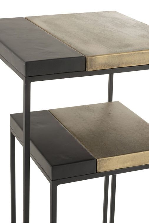 Table haute gigogne métal noir et doré Ysarg - Lot de 2 - Photo n°3