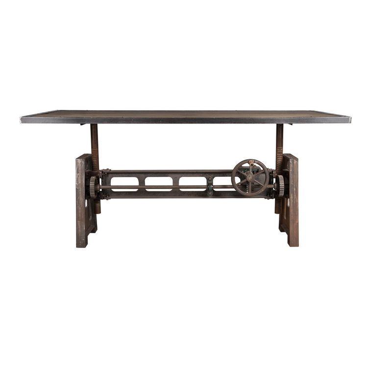 Table industrielle acier marron vieilli hauteur réglable Zingo 224 cm - Photo n°4