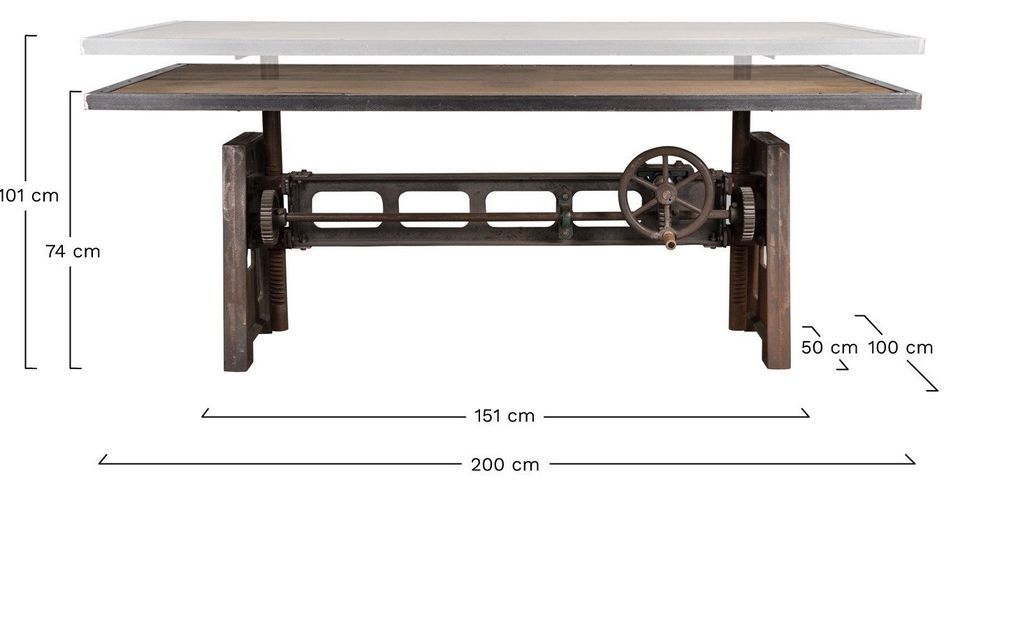 Table industrielle acier marron vieilli hauteur réglable Zingo 224 cm - Photo n°10