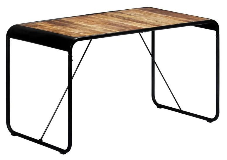 Table manguier massif clair et pieds métal noir Surry 140 cm - Photo n°1