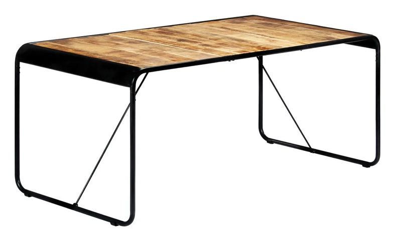 Table manguier massif clair et pieds métal noir Surry 180 cm - Photo n°1