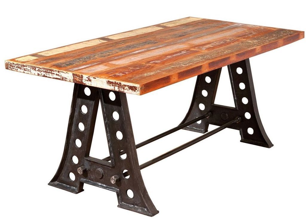 Table manguier massif et pieds métal noir Loren 180 cm - Photo n°1