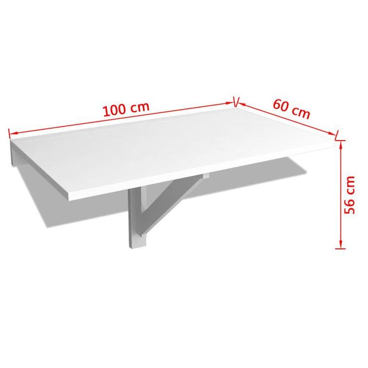 Table murale rabattable 100 x 60 cm Blanc - Photo n°6
