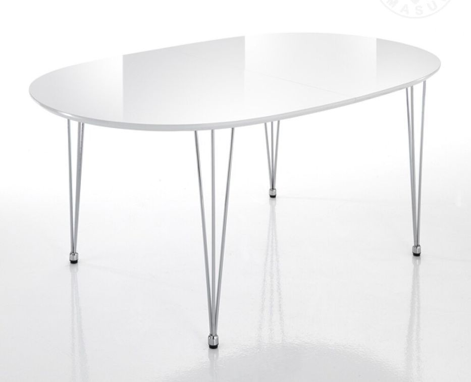 Table ovale extensible acier et bois MDF blanc Joni L 170/270 cm - Photo n°1