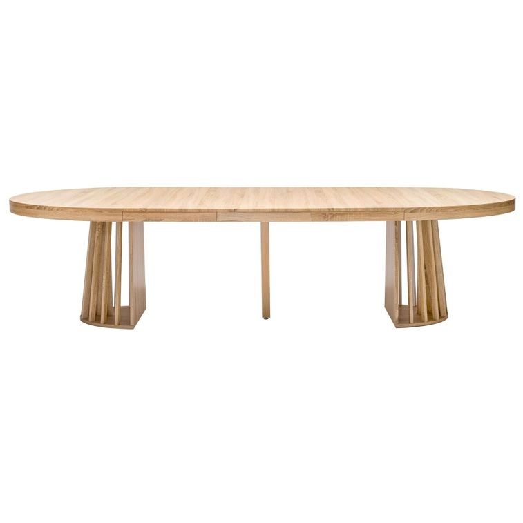 Table ovale extensible bois chêne clair Ritchi 150/300 cm - Photo n°2