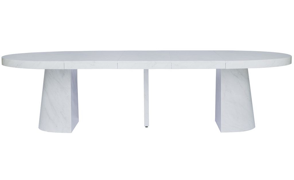 Table ovale extensible bois effet marbre blanc Aleez - Photo n°2
