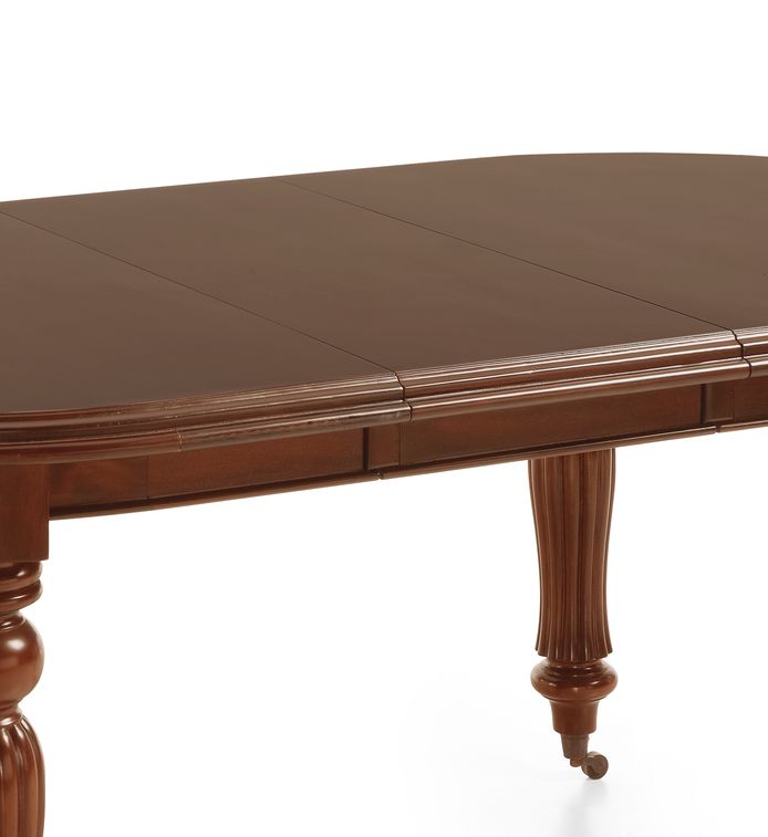 Table ovale extensible à roulettes en bois d'acajou marron Castle 160/200/240 cm - Photo n°5